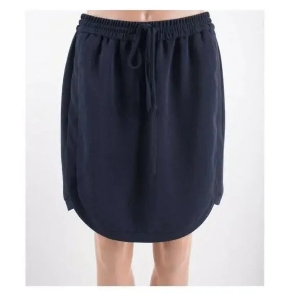J. Crew Drapey Pull On Adjustable Dark Navy Blue Mini Skirt sz 12